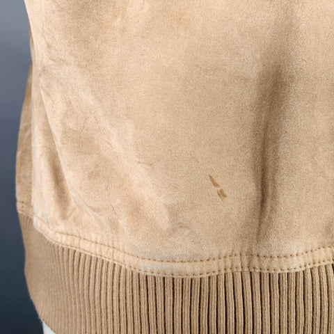 BALMAIN PE16 Veste en daim de veau beige à capuche et boutons-pression asymétriques Taille S