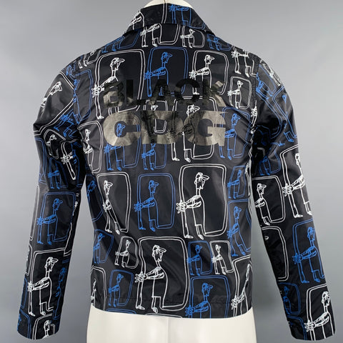 COMME des GARCONS 2014 Size XS Black White Blue Cartoon Nylon Jacket