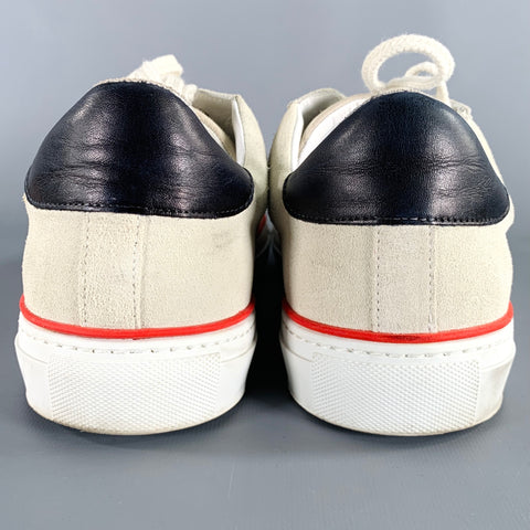 G. BROWN Size 10.5 Beige White Red Suede Lace-Up Sneakers