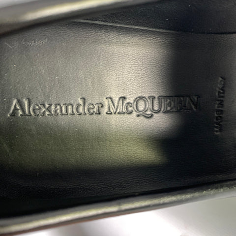 ALEXANDER MCQUEEN Size 10 Black Silver Chain Leather Slip On Loafers