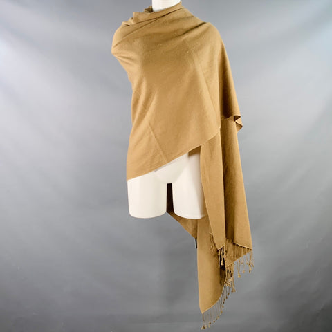 VINTAGE Tan Fringe Scarf Shawl