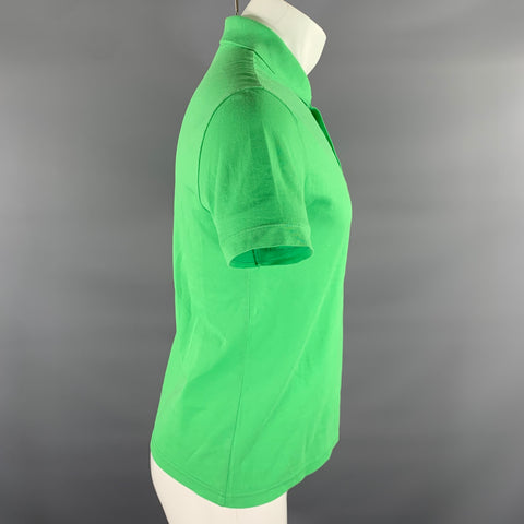 VERSACE Size S Green Neon Logo Pull On Polo