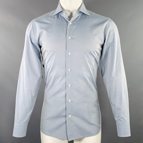CIFONELLI Size M Blue Grey Cotton Spread Collar Long Sleeve Shirt
