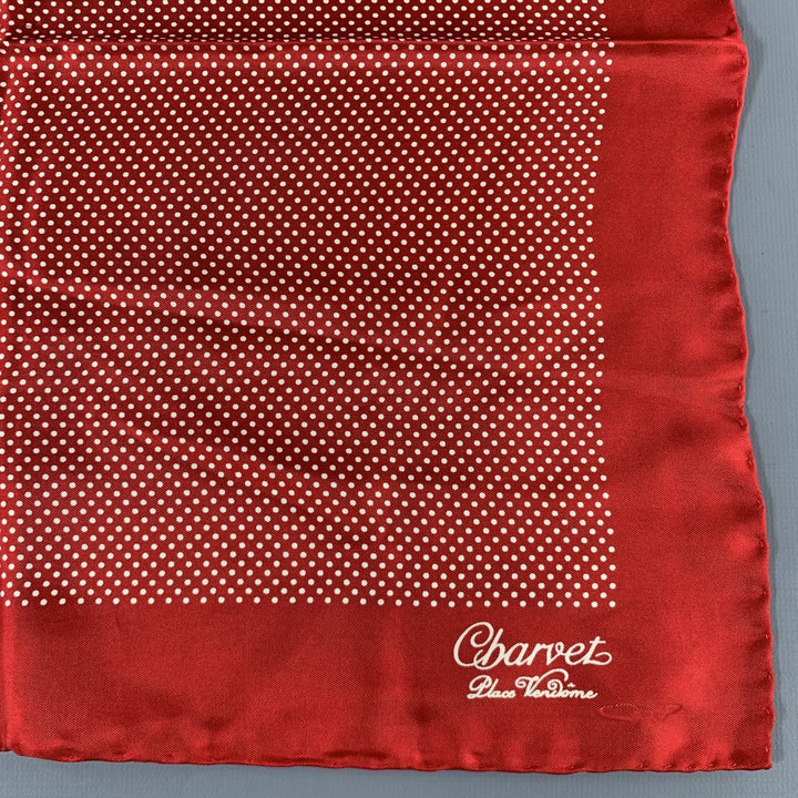 CHARVET Red Cream Polka Dot Pocket Square