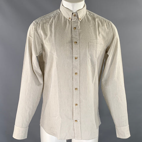 TAYLOR STITCH Size M White Navy Stripe Cotton Button Down Long Sleeve Shirt