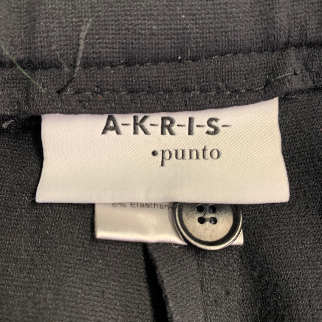 AKRIS Size 8 Black Polyester Blend Velvet Narrow Leg Casual Pants