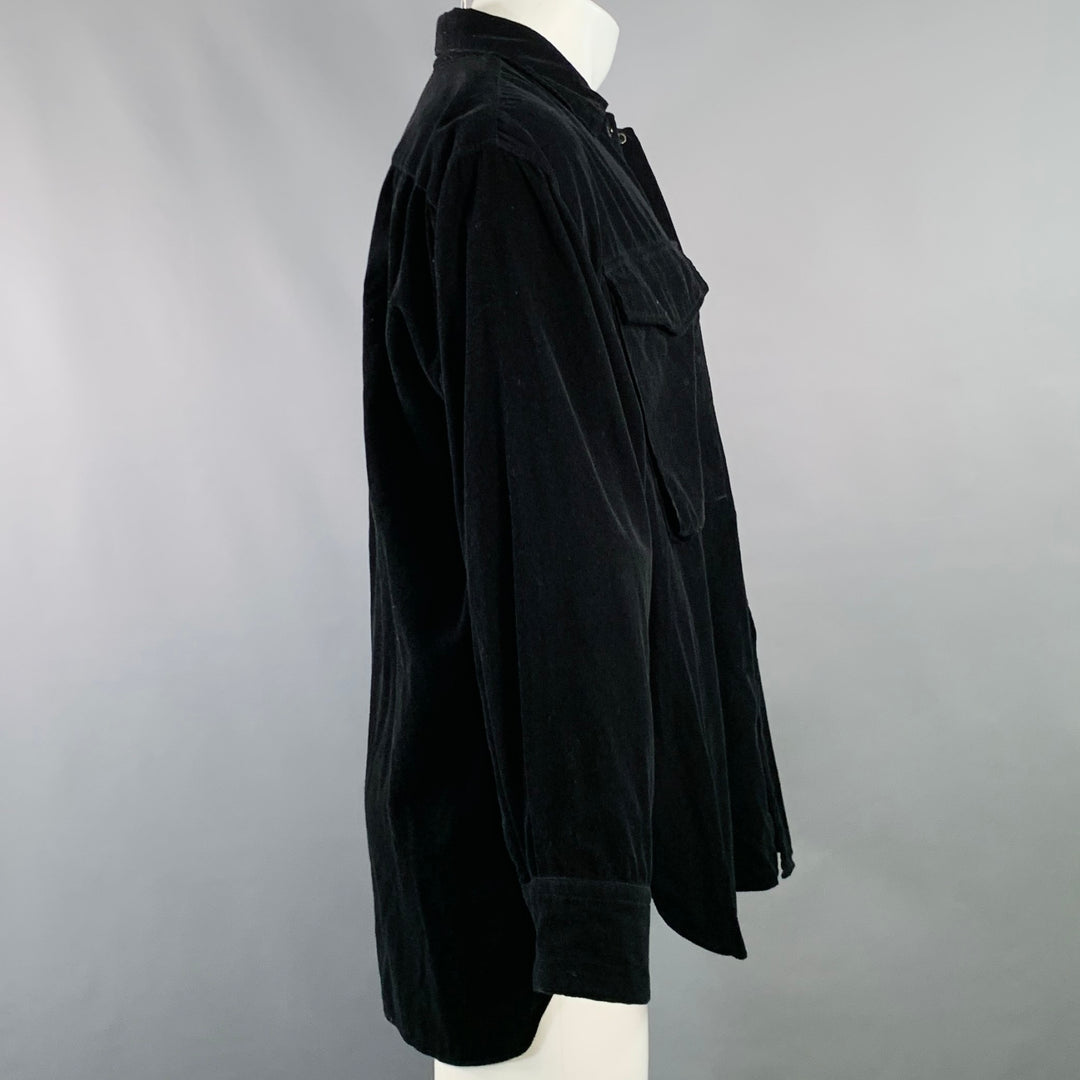 MARKAWARE Size M Black Corduroy Cotton Oversized Two Pockets Long Sleeve Shirt