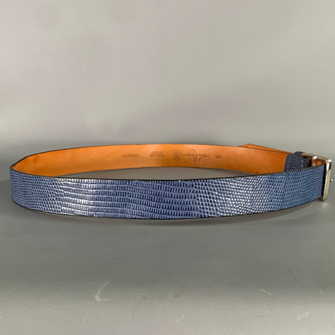 MARTIN DINGMAN Size 38 Blue Silver 5000713 Lizard Belt
