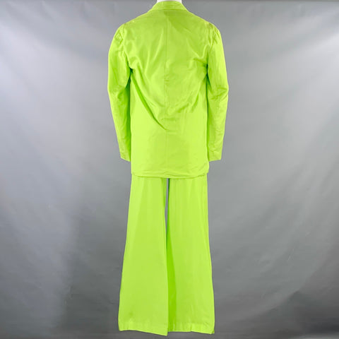 DRIES VAN NOTEN Size S Neon Green Silk Cotton Notch Lapel Suit