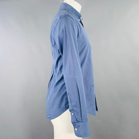 BAND OF OUTSIDERS Size M Blue Cotton One Pocket Long Sleeve Shirt