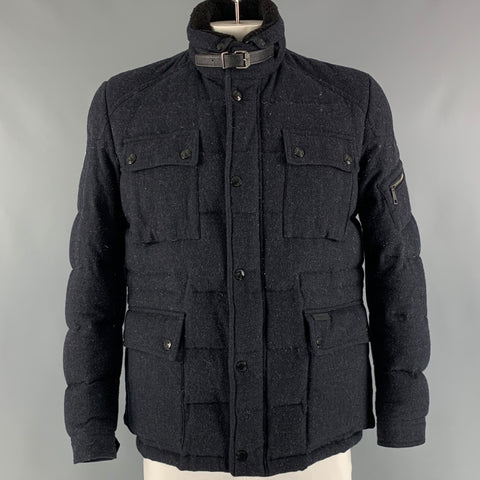 BURBERRY BRIT  Size L Navy Quilted Wool Polyamide Jacket