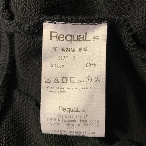 REQUAL Size M Black Loop Tie Cotton Zip Up Jacket