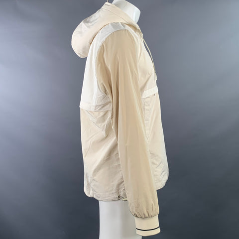 SCOTCH AND SODA Size L Cream Tan Color Block Polyester Blend Hooded Jacket