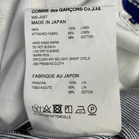 JUNYA WATANABE Size XL White Indigo Pinstripe Linen Cotton Sport Coat