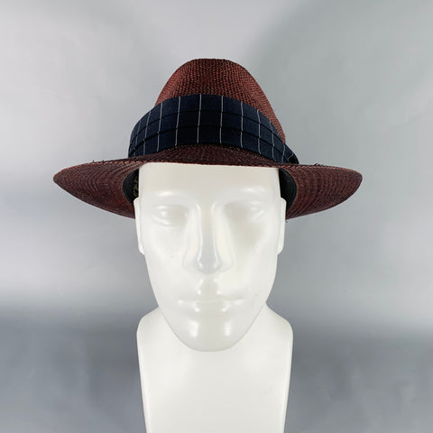 ADAM KIMMEL Size L Brown Woven Straw Panama Hat