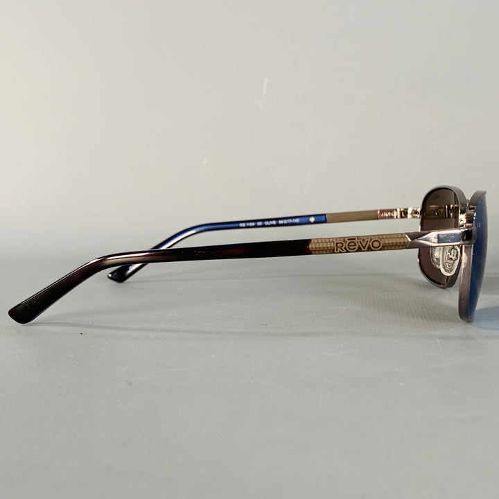 REVO Clive Blue Gunmetal Acetate Metal Navigator Polarized Sunglasses