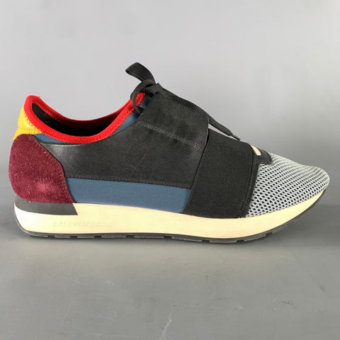 BALENCIAGA Size 10 Black Multi-Color Mixed Patterns Mixed Fabrics Sneakers