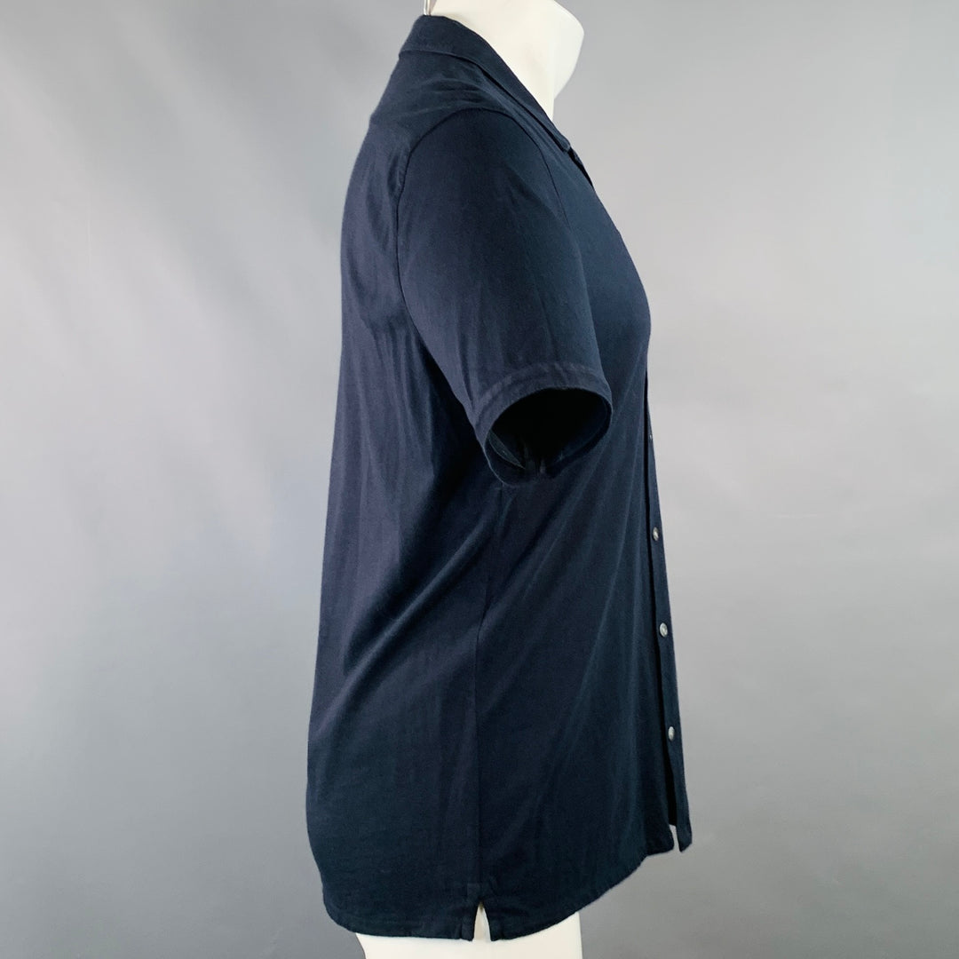 JOHN VARVATOS Size M Navy Cotton One Pocket Short Sleeve Shirt