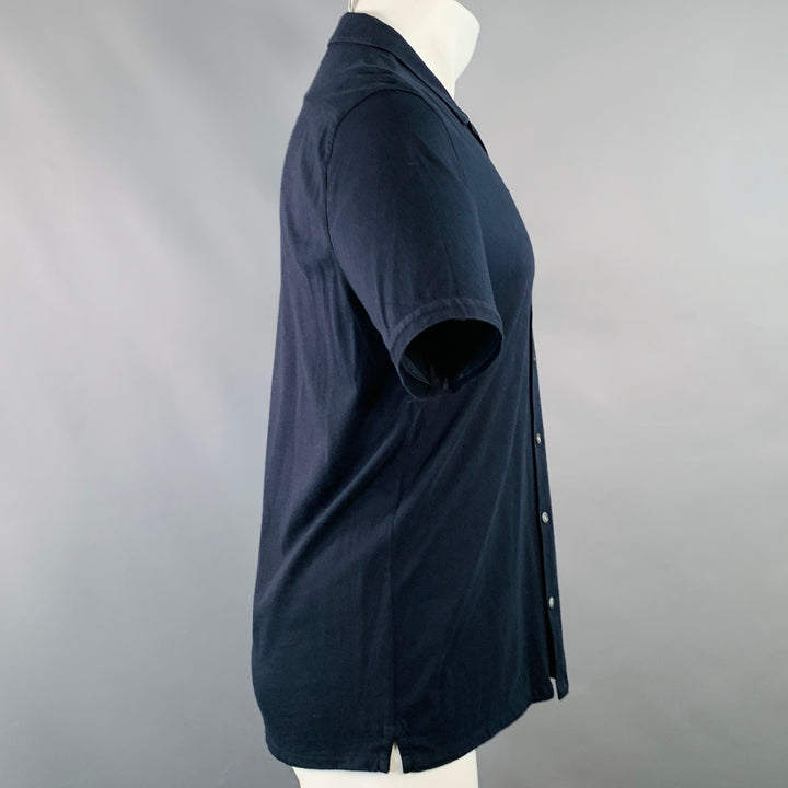 JOHN VARVATOS Size M Navy Cotton One Pocket Short Sleeve Shirt