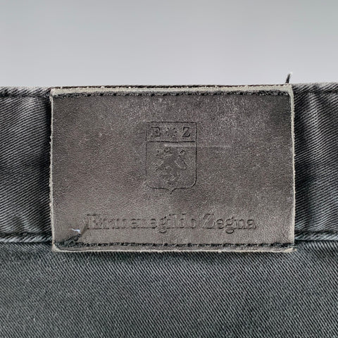 ERMENEGILDO ZEGNA Size 33 Black Cotton Blend Straight Jeans