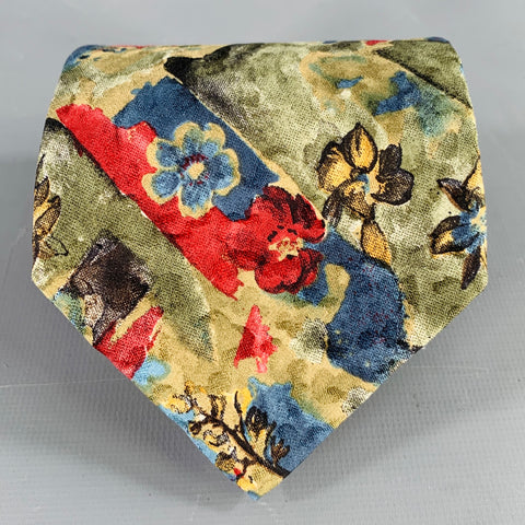 BOLGHERI Multi Color Abstract Watercolor Floral Silk Tie