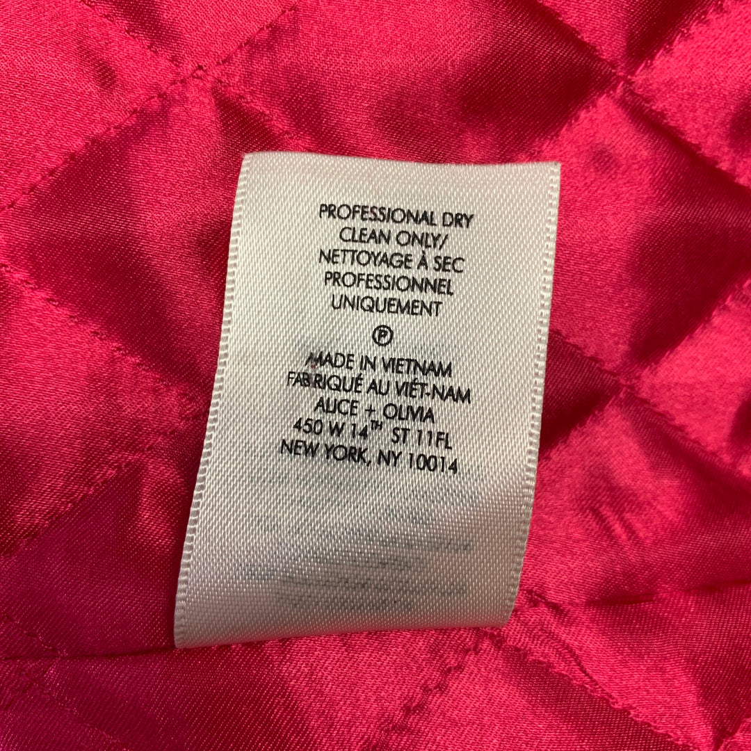 ALICE + OLIVIA Size S Pink Polyester Textured Faux Fur Shawl Lapel Coat