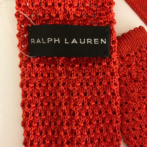 RALPH LAUREN Orange Knit Wool Blend Tie