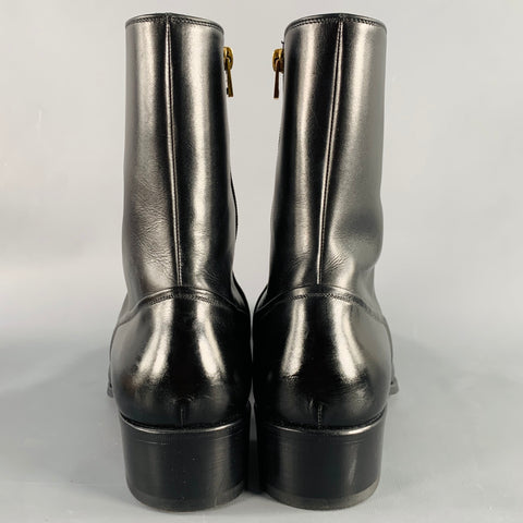 TOM FORD Size 10 Black Leather Side Zipper Boots