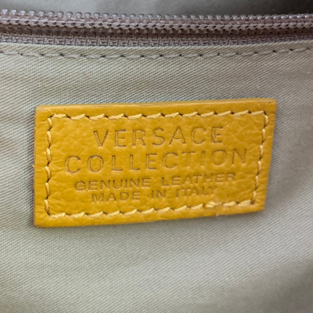 VERSACE COLLECTION Mustard Yellow Pebble Grain Leather Shoulder Bag