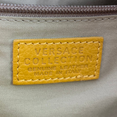 VERSACE COLLECTION Mustard Yellow Pebble Grain Leather Shoulder Bag