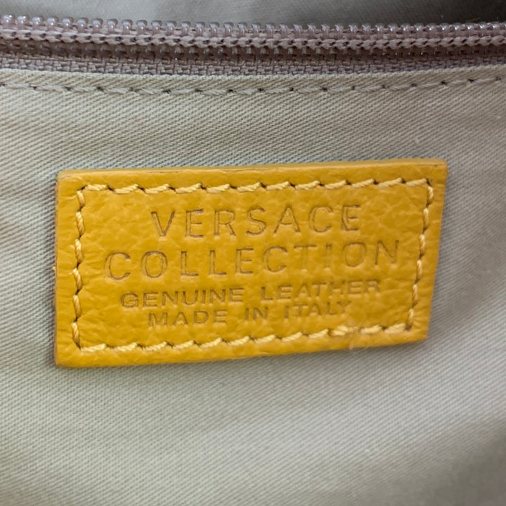 VERSACE COLLECTION Mustard Yellow Pebble Grain Leather Shoulder Bag