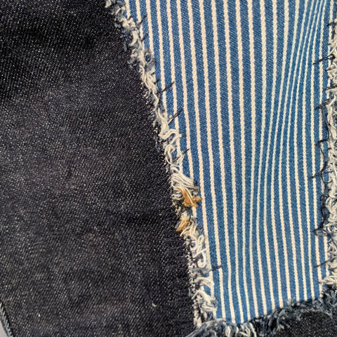 JUNYA WATANABE Size S Indigo Multi Color Patchwork Cotton Straight Distressed Jeans