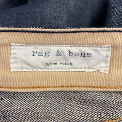 RAG & BONE Size 32 Blue Indigo Contrast Stitch Cotton Straight Jeans