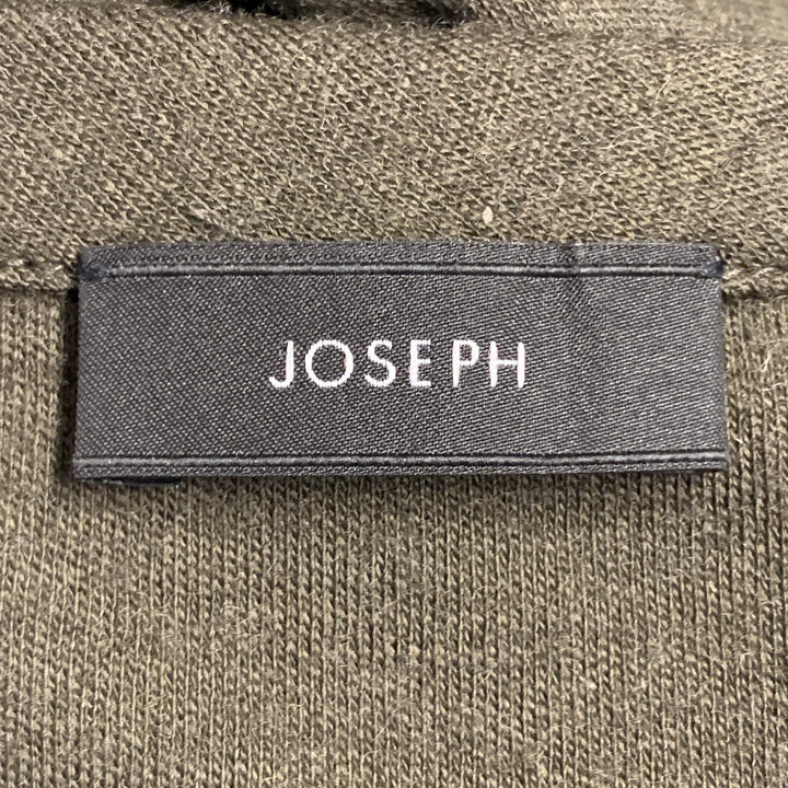 JOSEPH Size S Olive Green Wool Gathered Side Zipper Midi Dress