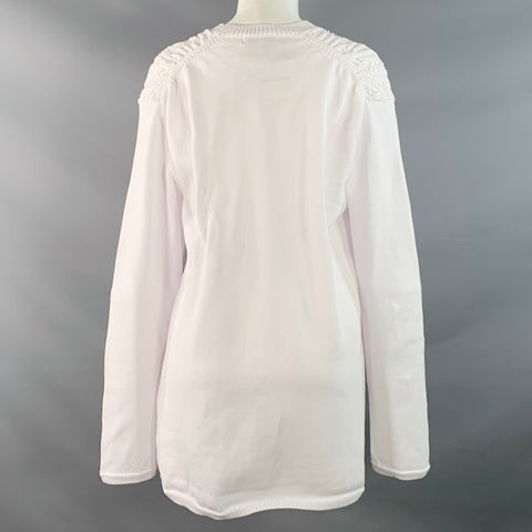 COMME des GARCONS 2022 Size M White Cable Knit Polyester Crew Neck Sweater