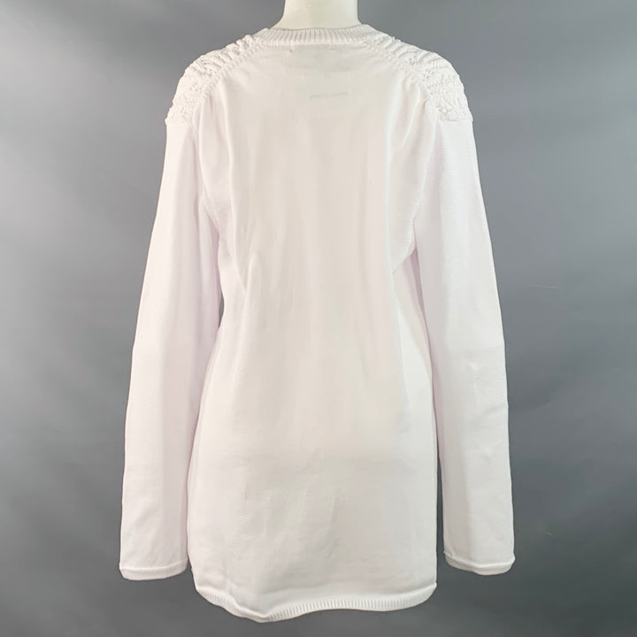COMME des GARCONS 2022 Size M White Cable Knit Polyester Crew Neck Sweater