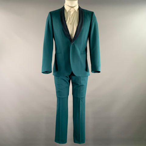 PS by PAUL SMITH Chest Size 38 Green Teal Solid Wool Shawl 32 30 Suit