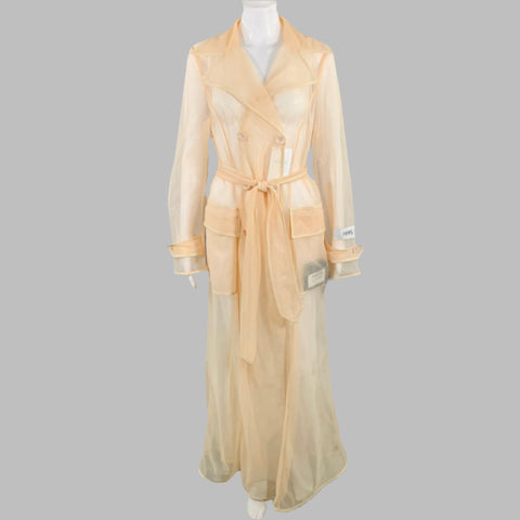DOLCE & GABBANA Taille 2 Trench-coat transparent en marquisette mélangée de polyamide beige