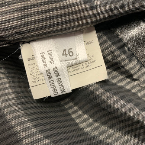 SALVATORE FERRAGAMO Blouson en cuir uni noir à manches raglan Taille 36