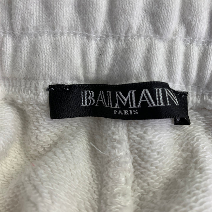 BALMAIN Size M White Cotton Drawstring Sweatpants Casual Pants