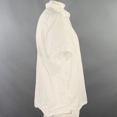 THEORY Size XXL Irving White Cotton One Pocket Short Sleeve Shirt