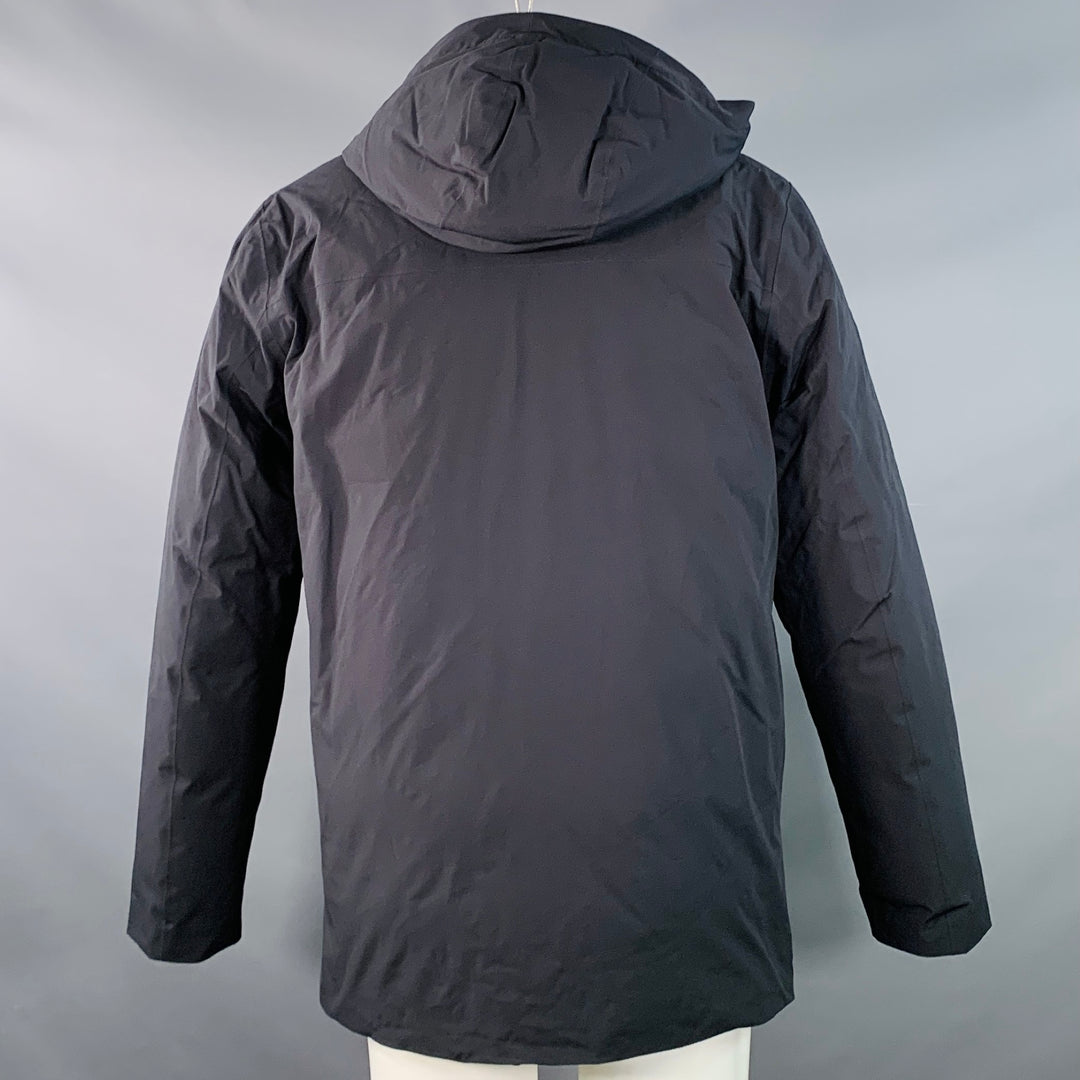 KJUS Size M Gian Black Polyamide Hooded Down Filled Zip Snaps Ski Jacket