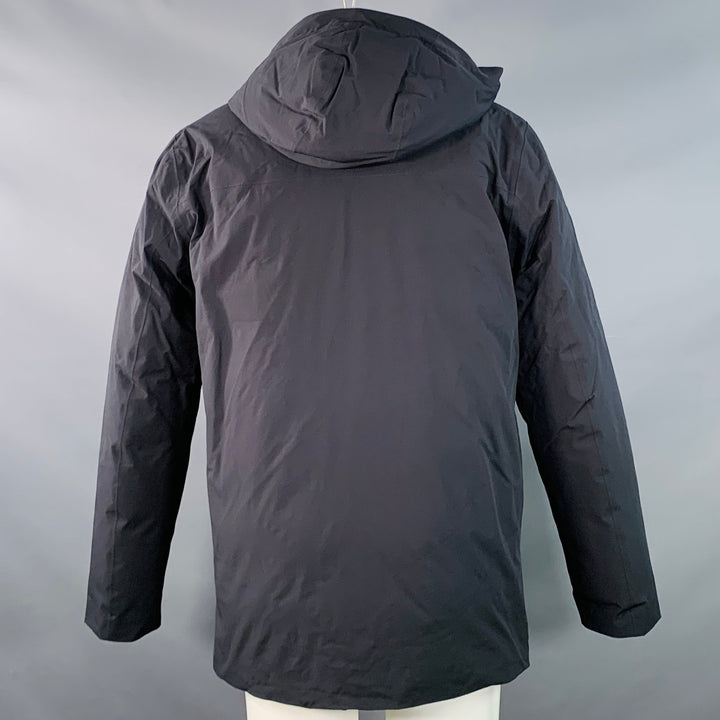 KJUS Size M Gian Black Polyamide Hooded Down Filled Zip Snaps Ski Jacket