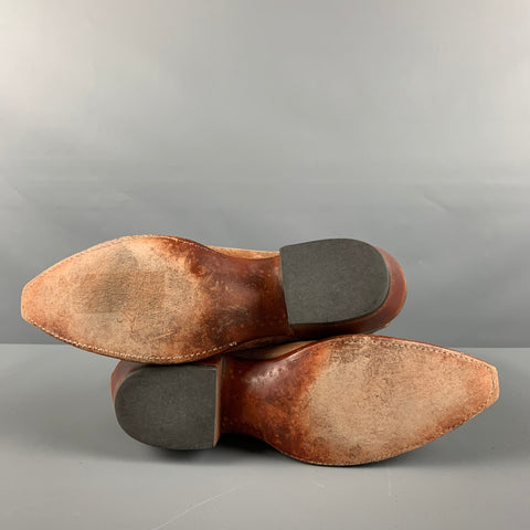 LUCCHESE Talla 10 Botas marrones desgastadas con punta en punta