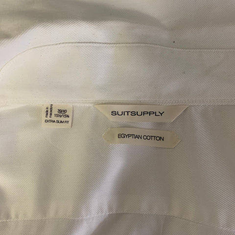 SUIT SUPPLY Size S White Solid Cotton Button Down Long Sleeve Shirt