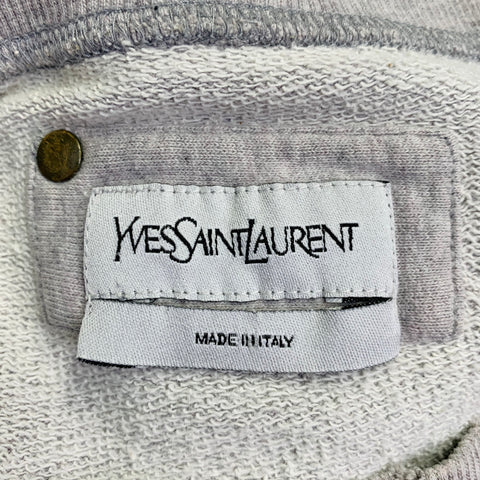 YVES SAINT LAURENT Taille M Sweat-shirt clouté vieilli en coton gris chiné