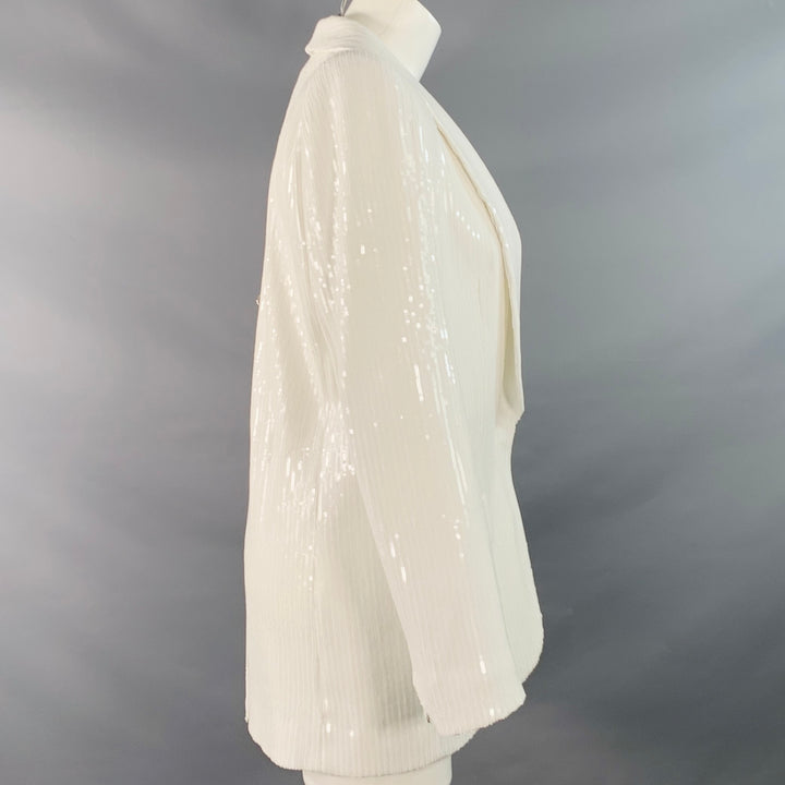 ZADIG & VOLTAIRE Size S Vive White Cotton Blend Sequined Shawl Collar Jacket Blazer