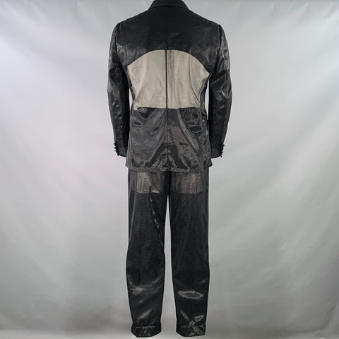 DOLCE & GABBANA Vintage Size 42 Black See Through Polyamide Single Breasted Peak Lapel Suit