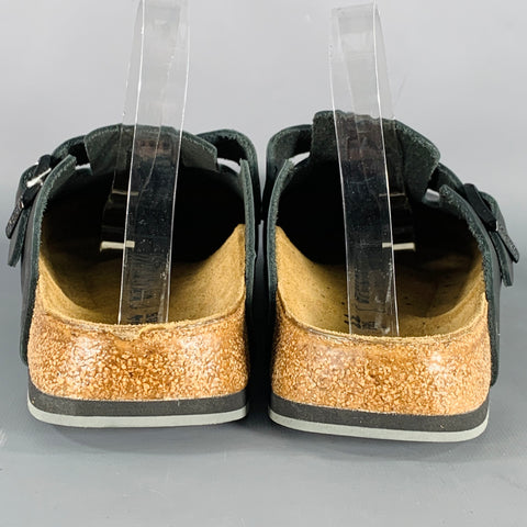 BIRKENSTOCK Size 11 Black Leather Slip On Sandals
