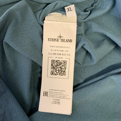 STONE ISLAND Size XL Blue Graphic Cotton T Shirt